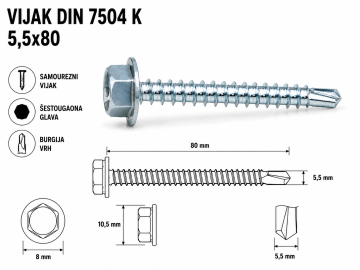 VIJAK DIN 7504 K 5,5x80